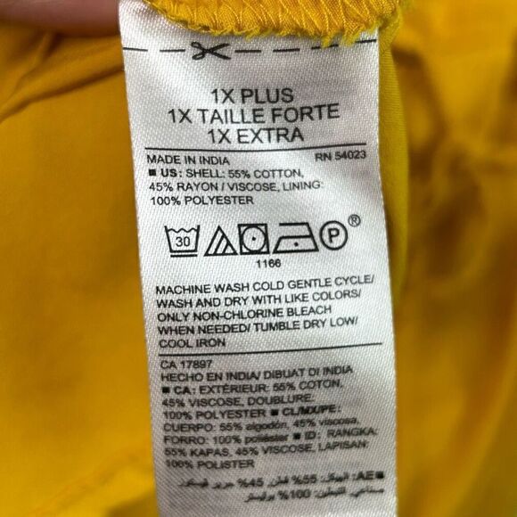 Old Navy Yellow Tie Waist Short Sleeve Midi Cotton Rayon Dress Women's Size 1X - Picture 8 of 15